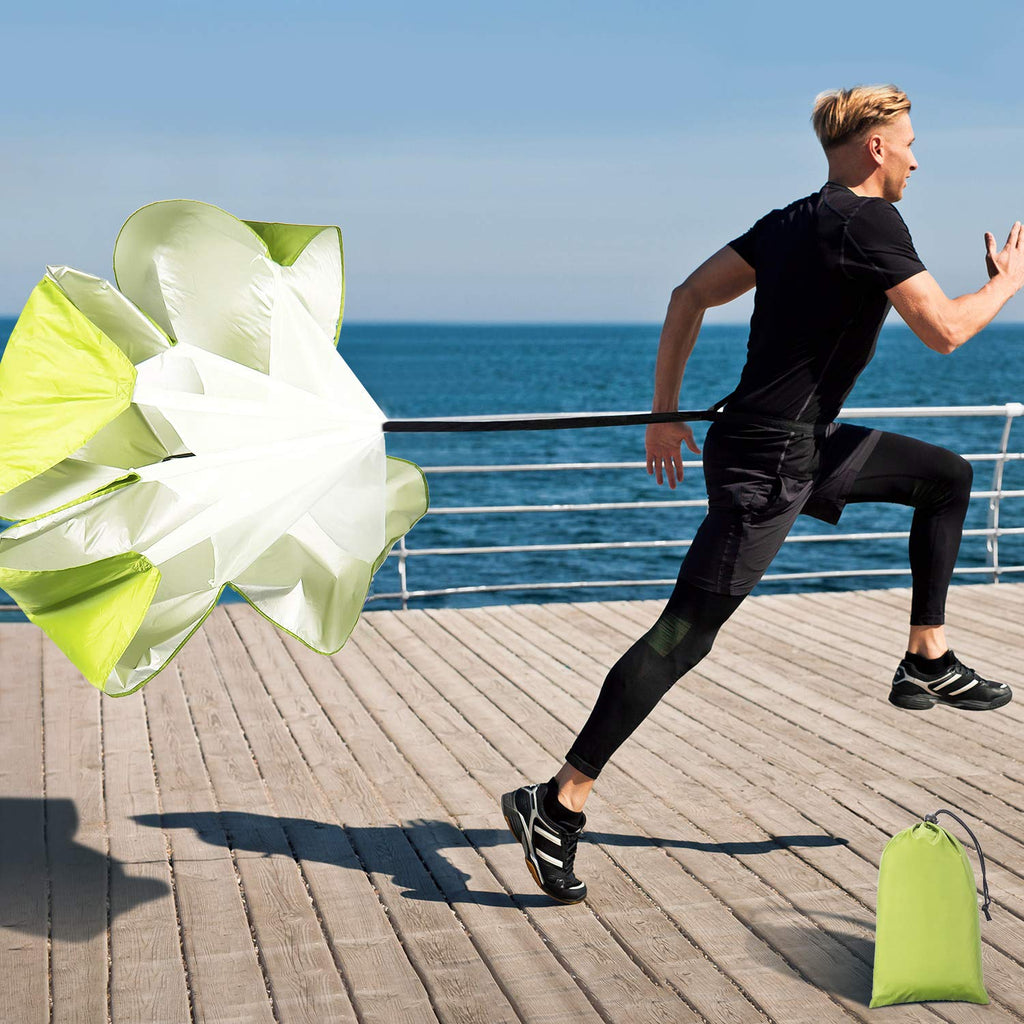 Running Speed Training, 56 Inch Speed Chute with Carry Bag, Resistance Running Parachute for Football Soccer Training Kids Youth and Adults Light Green - BeesActive Australia