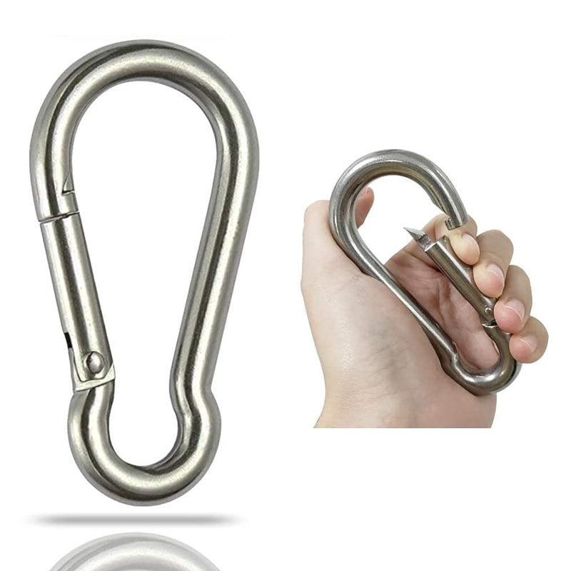 GRANDBUY Large Spring Snap Hook Carabiner, 304 Stainless Steel Snap Hook Heavy Duty Carabiner Clip, Stainless Steel Spring Snap Hook Carabiner Carabiner Outdoor 4 inch,2 Pack - BeesActive Australia