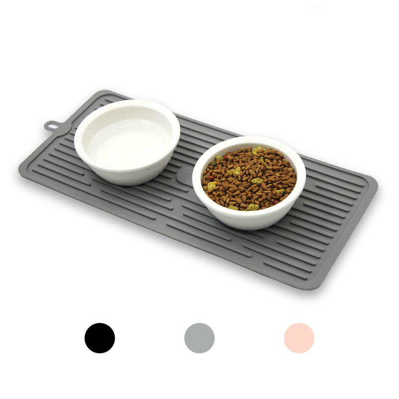 Ptlom Pet Placemat for Dog and Cat, Mat for Prevent Food and Water Overflow, Suitable for Medium and Small Pet 18" * 8" Grey - BeesActive Australia