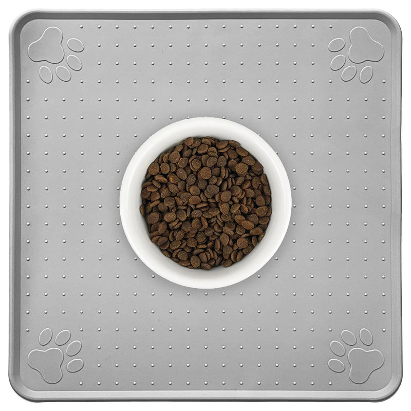 Ptlom Pet Placemat for Dog and Cat, Mat for Prevent Food and Water Overflow, Suitable for Medium and Small Pet,Silicone, 13" 13"… 13" * 13" Grey - BeesActive Australia