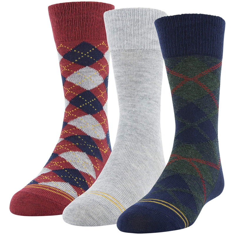 Gold Toe boys Dress Crew Socks, 3 Pairs Shoe Size: 3-9 Peacoat/Grey Heather/Red - BeesActive Australia