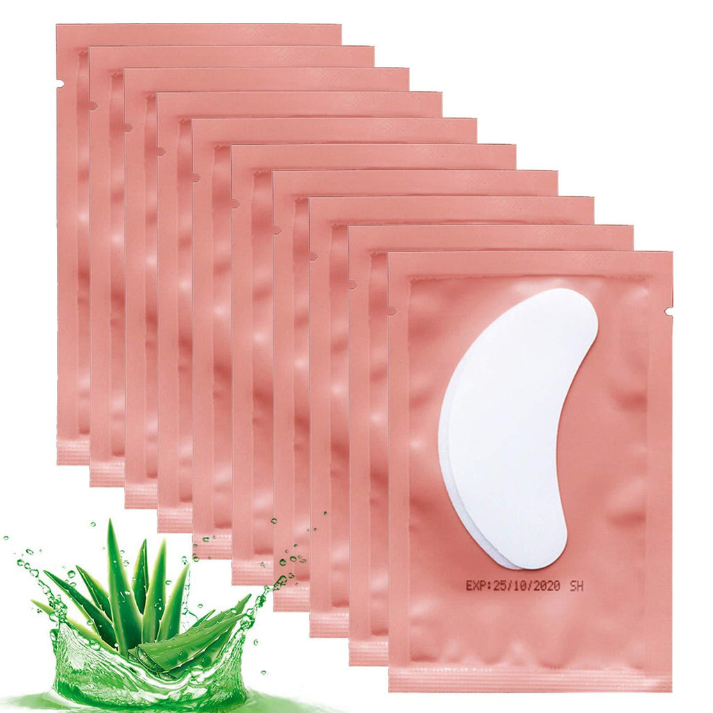 50 Pairs Set Under Eye Pads,Eyelash Extension Gel Patches, Lash Extension Lint Free Under Hydrogel Eye Mask Pads Beauty Tool. (Pink) - BeesActive Australia