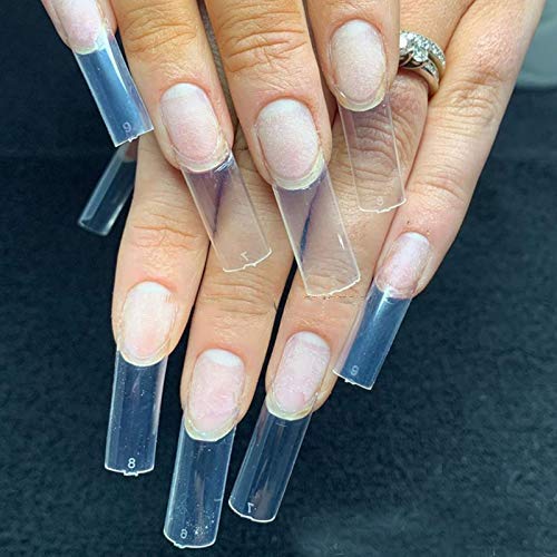 500pcs/Bag Pre Pinched C Curve Half Cover False Nail Tips Straight Square French Acrylic Nails - BeesActive Australia