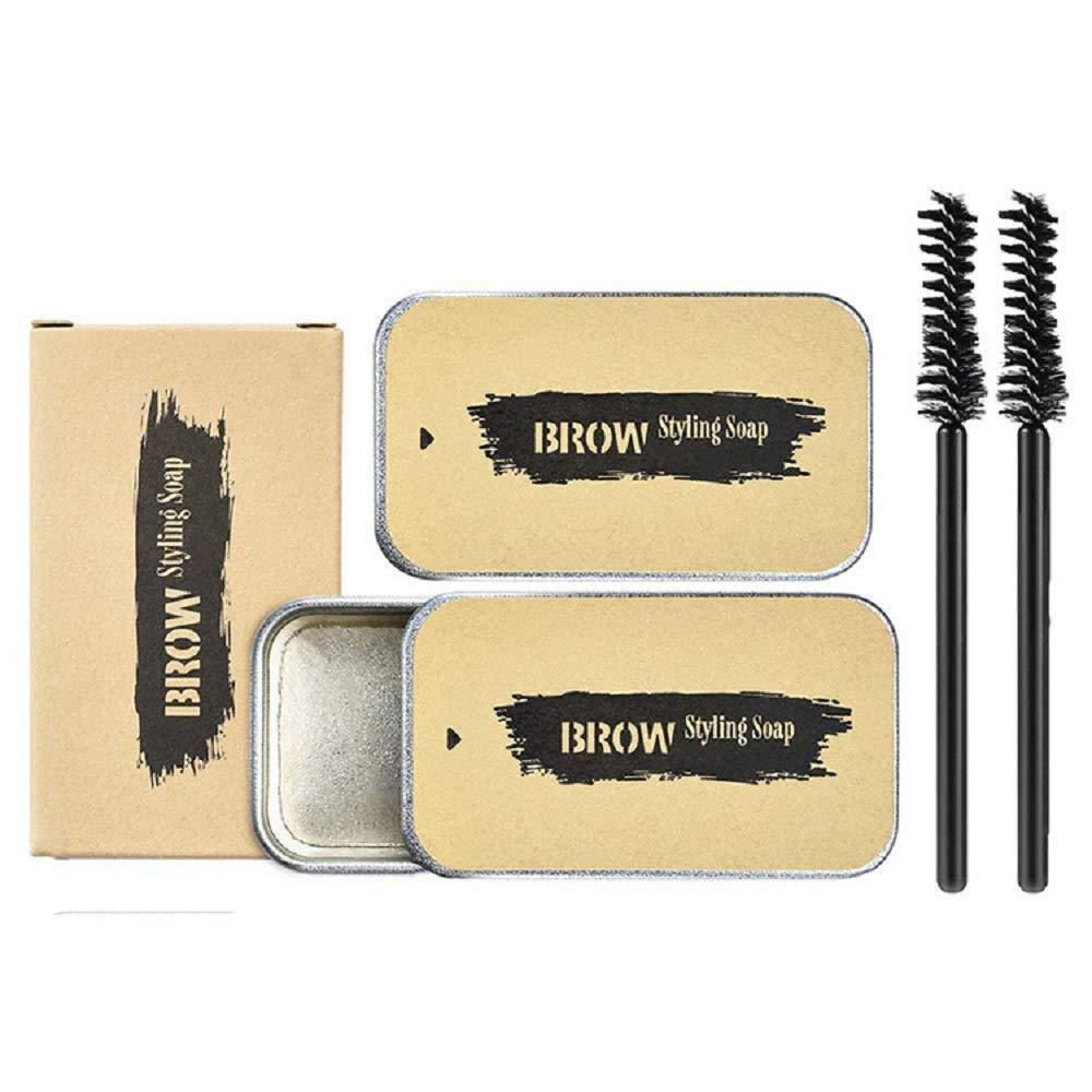 WENFENG 2PCS Eyebrow Soap Kit,Brows Styling Soap,Long Lasting Waterproof Smudge Proof Eyebrow Styling Pomade for Natural Brows, 3D Feathery Brows Makeup Balm - BeesActive Australia