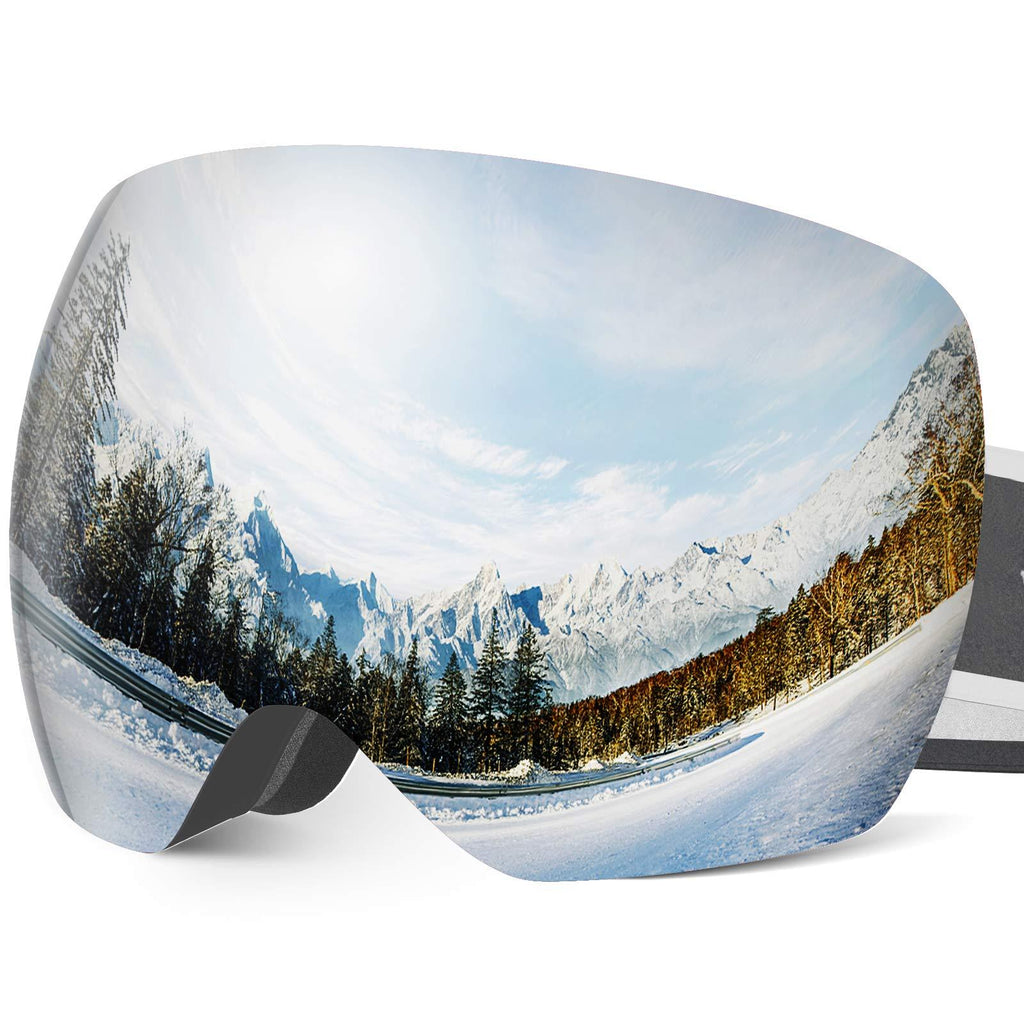 Frameless OTG Ski Snow Goggles for Men Women, Snowboard Goggle with Anti-Fog Lens E-silver-vlt4% - BeesActive Australia