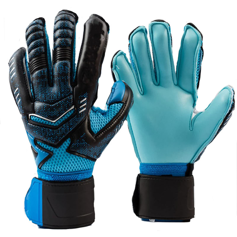 Qike Soccer Gloves Goalkeeper Protection Padded Football Protective Gear Set Football Goalkeeping Gloves Strong Grip?Finger Spines for Youth Adult blue 8 - BeesActive Australia