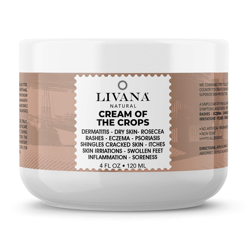 Livana Natural Daily Moisturizing Cream for Dry, Itchy and Sensitive Skin, Face and Body – Cream of Crops for Extra Care of Skin Redness and Rash, Plant Rich Formula with Natural Peppermint Scent - BeesActive Australia