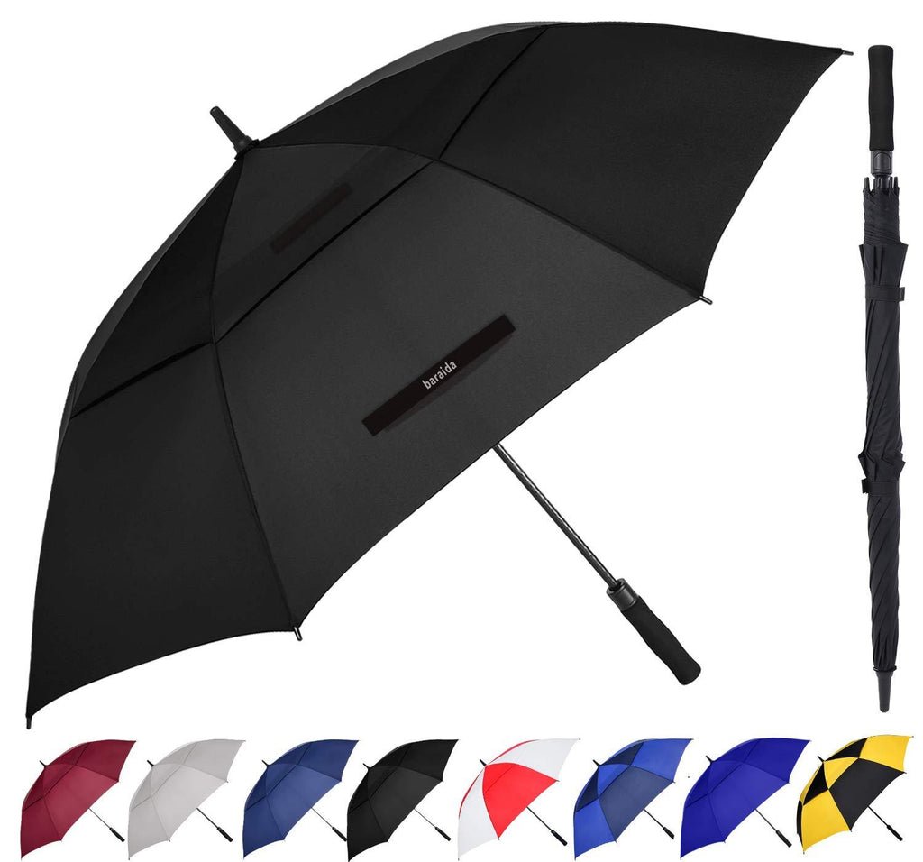 Baraida Golf Umbrella Large 54/62/68 Inch, Extra Large Oversize Double Canopy Vented Windproof Waterproof Umbrella, Automatic Open Golf Umbrella for Men and Women and Family 62 in Black - BeesActive Australia