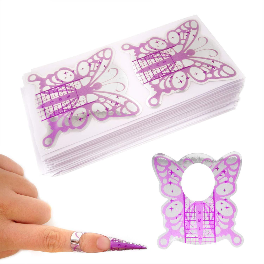 Honbay 100PCS Butterfly-Shaped Acrylic Nail/UV GEL Nail Extension Tips Form Guide Stickers - BeesActive Australia