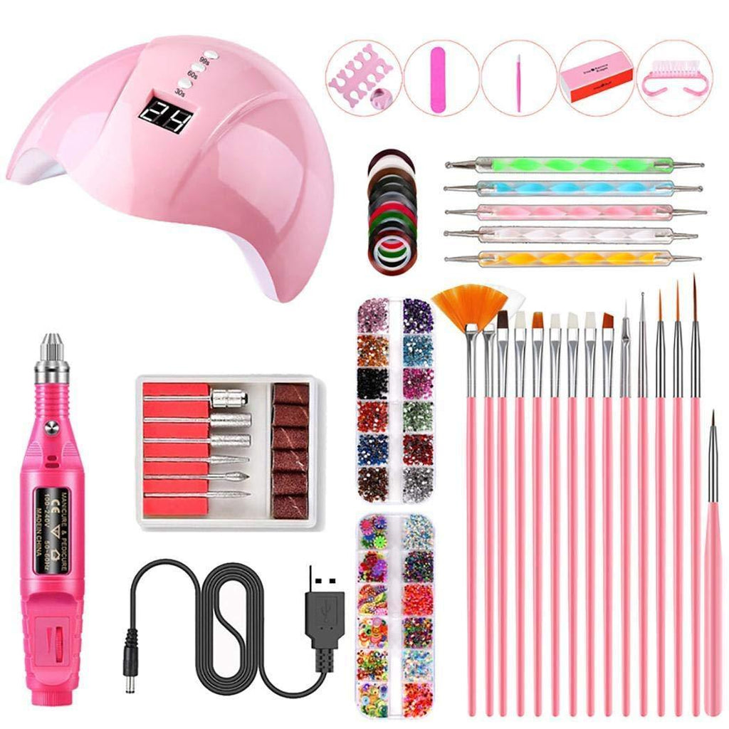 Portable UV Lamp LED Dry Nail Kit Manicure Nail Tool Set,Practical Nail Art Set,3D Art Acrylic Nail Tools - BeesActive Australia