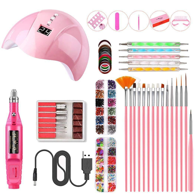 Portable UV Lamp LED Dry Nail Kit Manicure Nail Tool Set,Practical Nail Art Set,3D Art Acrylic Nail Tools - BeesActive Australia