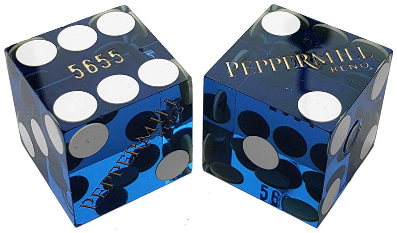 Cyber-Deals 19mm Craps Dice Pair - Authentic Nevada Casino Table-Played Dice - Reno Peppermill (Blue Polished) - BeesActive Australia