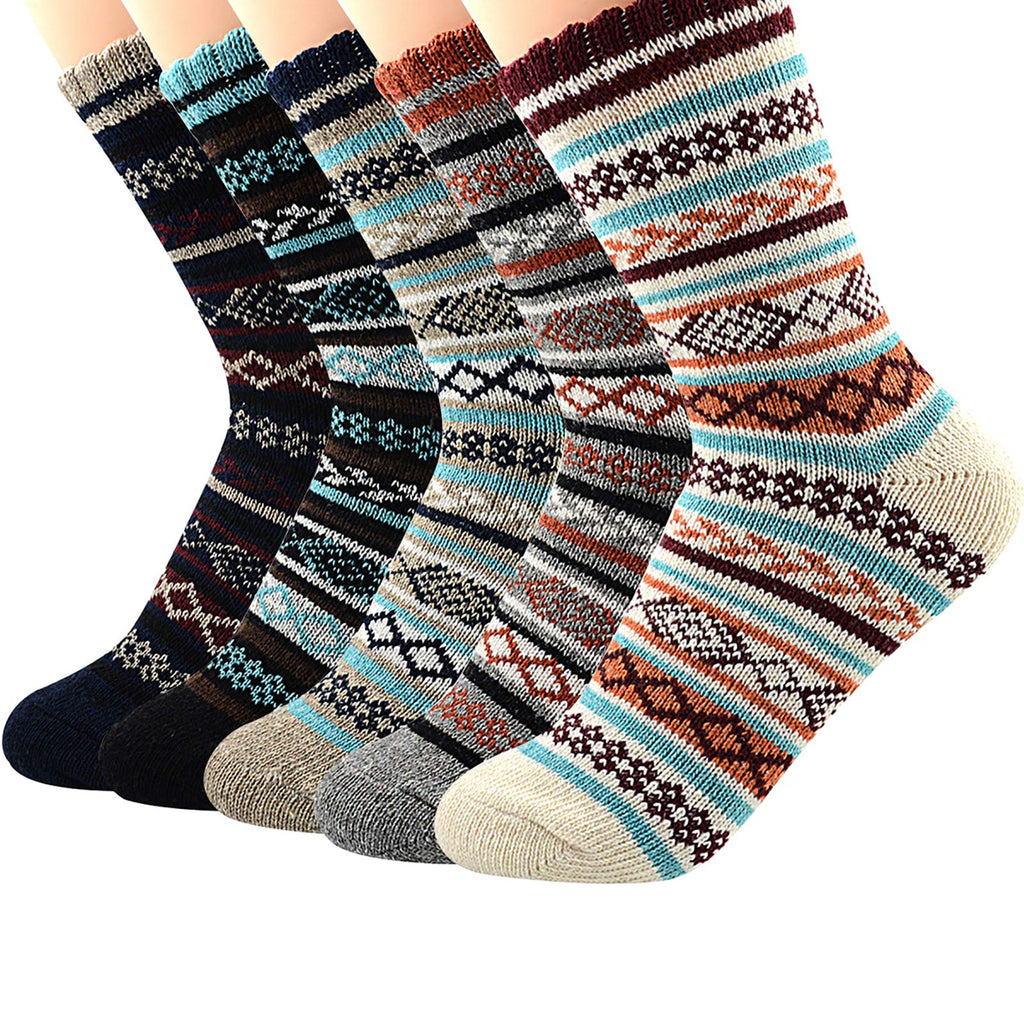 Mens Warm Wool Socks Soft Cozy Socks for Fall Winter Sports Socks Cashmere Athletic Crew Socks for Men 01 (5/Diamond)(size 6-9) - BeesActive Australia