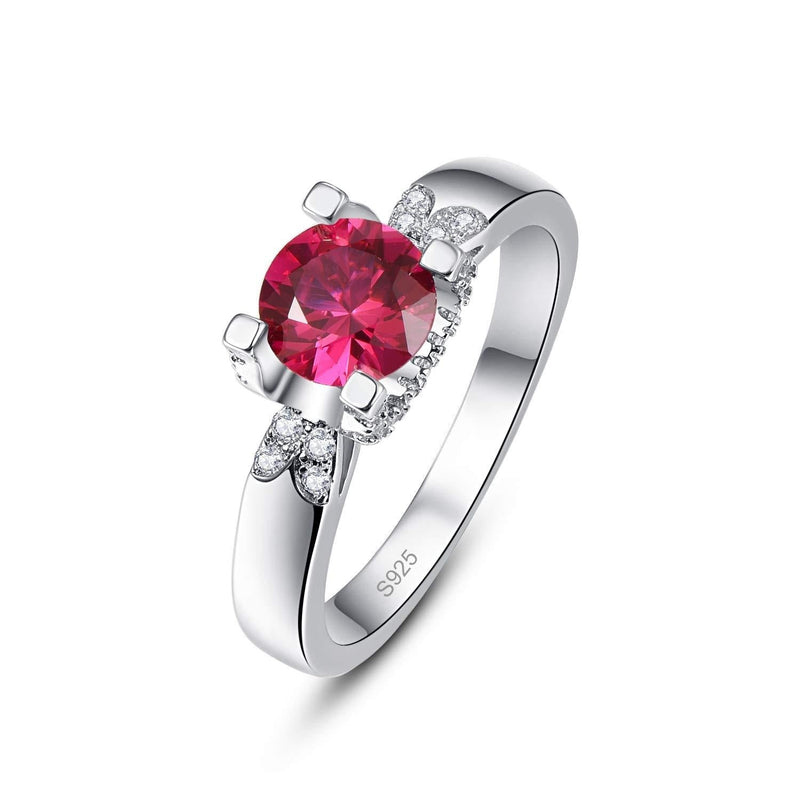 Empsoul Women's 925 Sterling Silver Filled 6.5x6.5mm Round Cut Ruby Spinel Engagement Ring Size 5 US5 Red - BeesActive Australia