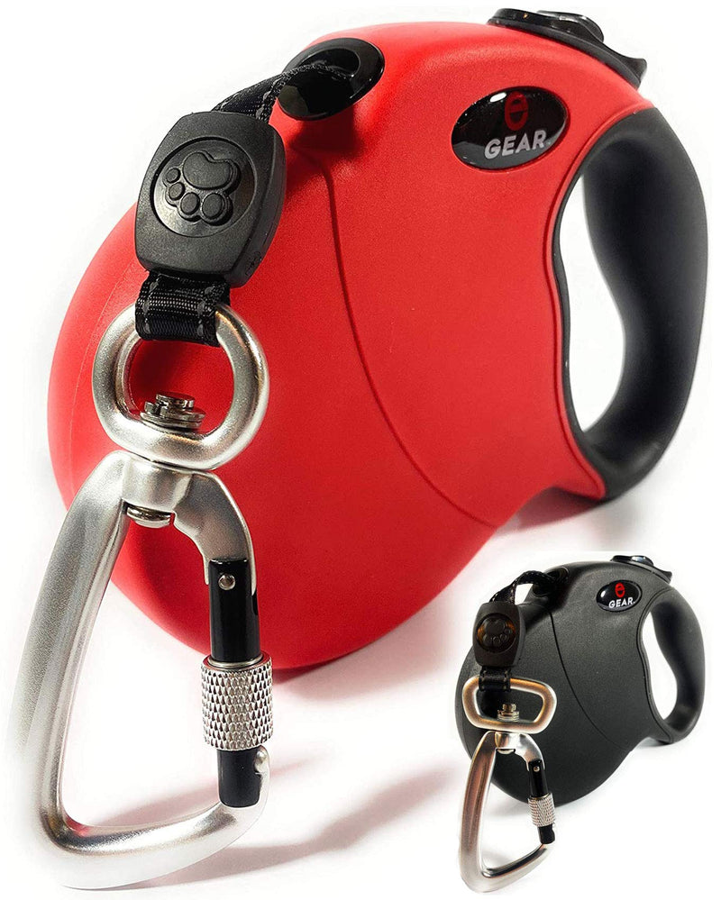 Enthusiast Gear Retractable Dog Leash for Large and Medium Dogs with Locking Carabiner | Heavy Duty 16 ft Strong Reflective Polyester Webbing, 1-Button Break & Lock, Anti-Slip Handle, Tangle Free Red - BeesActive Australia