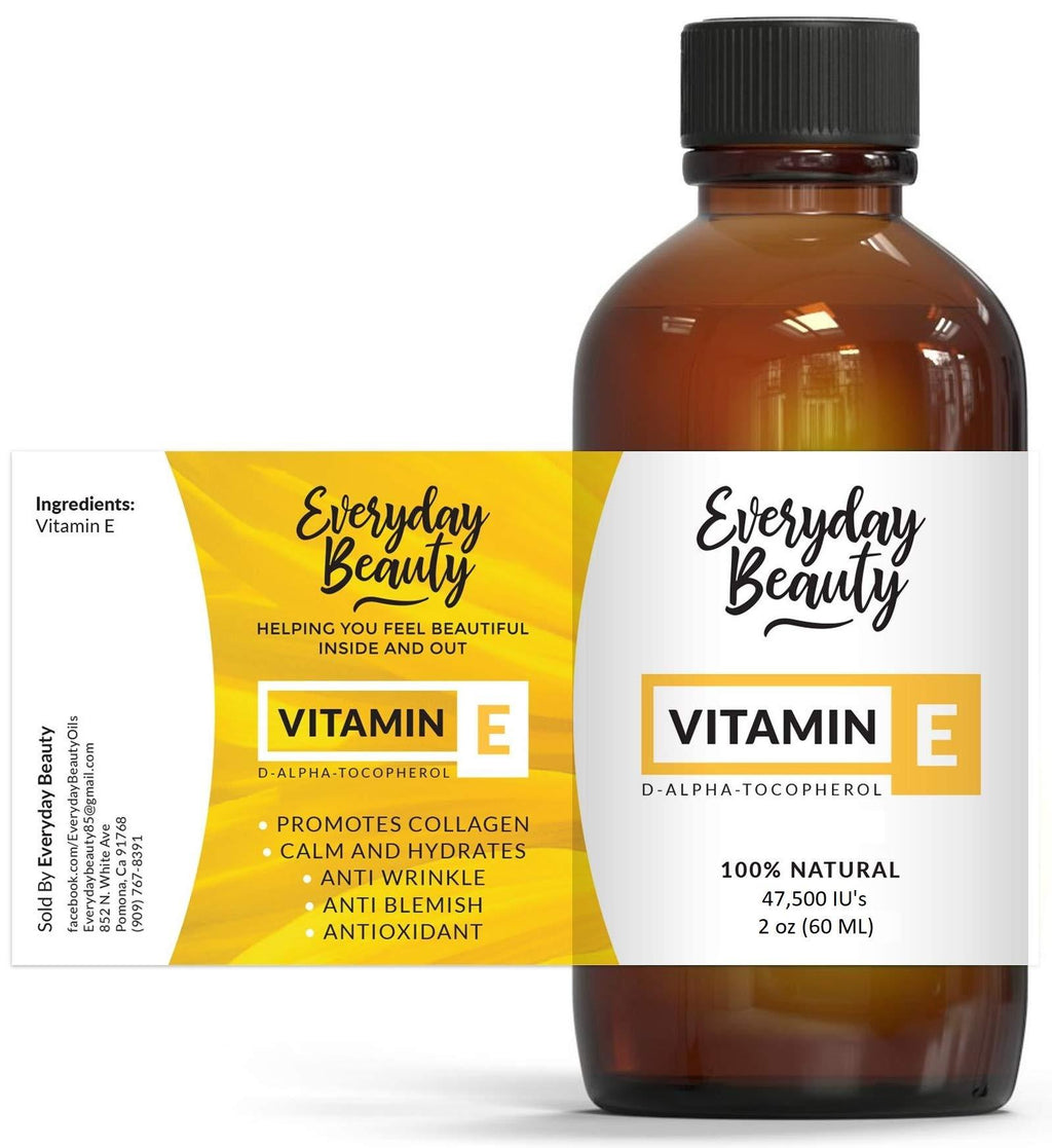 Pure Vitamin E Oil - D-Alpha Tocopherol 100% Natural 2oz 47,500 IU - Not a Blend, Thick, Amber Color - Derived From Wheat Germ with Nutty Aroma - Face Body Hair - DIY Cosmetics & After Surgery Scars 2 Fl Oz (Pack of 1) - BeesActive Australia