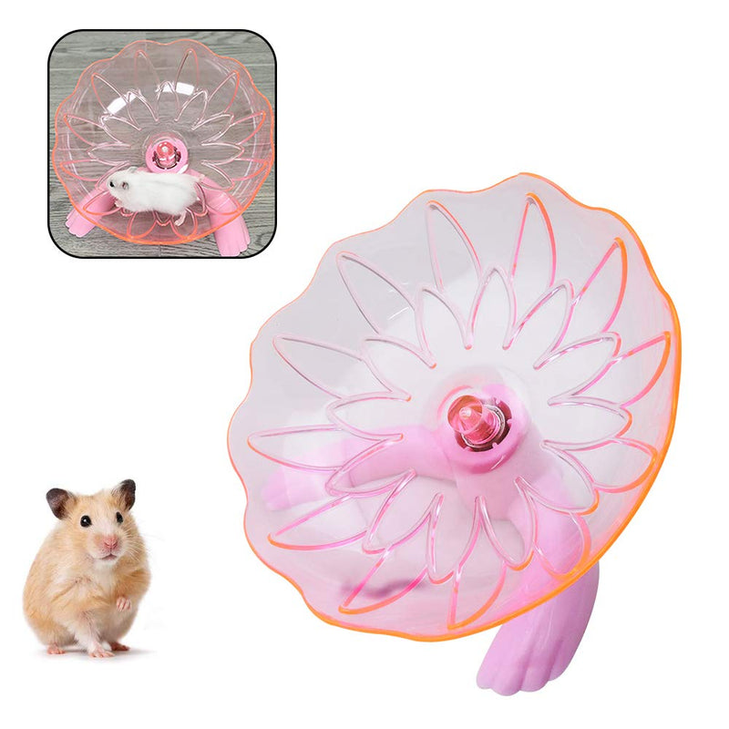 WishLotus Hamster Flying Saucer, Hamster Running Wheel Transparent Plastic Exercise Running Spinner Sports Wheel for Small Pet Like Hamster, Guinea Pig, Gerbils, Chinchillas Pink - BeesActive Australia