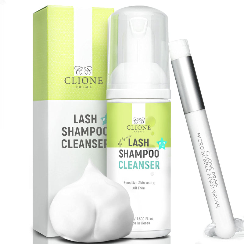 Clione Prime Eyelash Extension Cleanser – 50ml Lash Shampoo, Oil Free Lash Extension Cleanser, Paraben & Sulfate Free Lash Cleaner, Gentle Formula with EGF Ingredients, Dust & Mascara Remover - BeesActive Australia