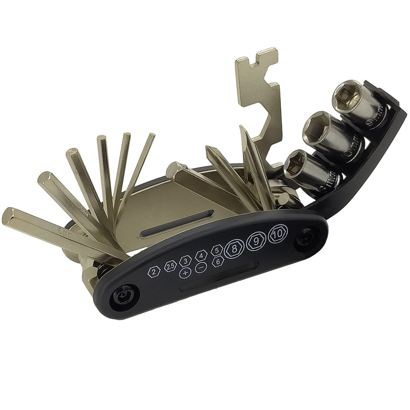 16 in 1 Multi-Function Bike Bicycle Cycling Mechanic Repair Tool Kit，Bicycle Tool Kit, Motorcycle Portable Multifunctional Repair Tool Set， Folding Metric Repair Tool Set Kit - BeesActive Australia