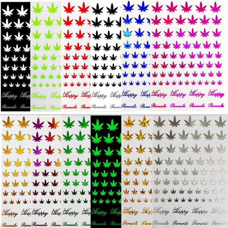 3D Maple Leaf Nail Stickers Fall Nail Art Decals Glitters Flakes Autumn Nail Supplies Holographic Laser Colorful Weed Leaves Design Nail Decorations Sparkly Self Adhesive Nail Stickers 12Pcs/Set - BeesActive Australia