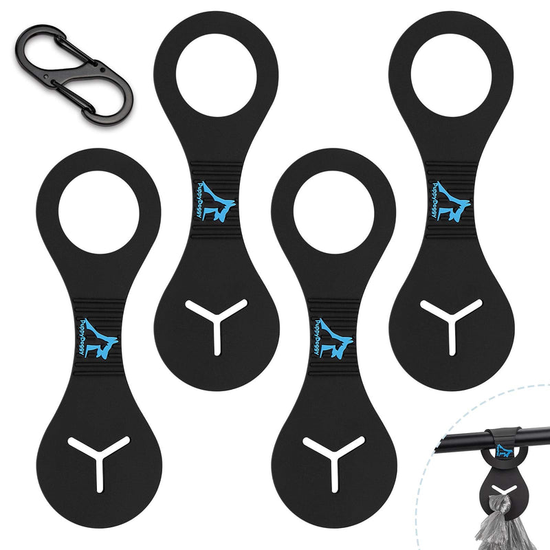 PuppyDoggy Dog Poop Bag Holder for Leash Waste Bag Carrier Dog Poop Bag Dispenser for Walking Running Bicycle Accessory 4 pieces (Black) Black - BeesActive Australia