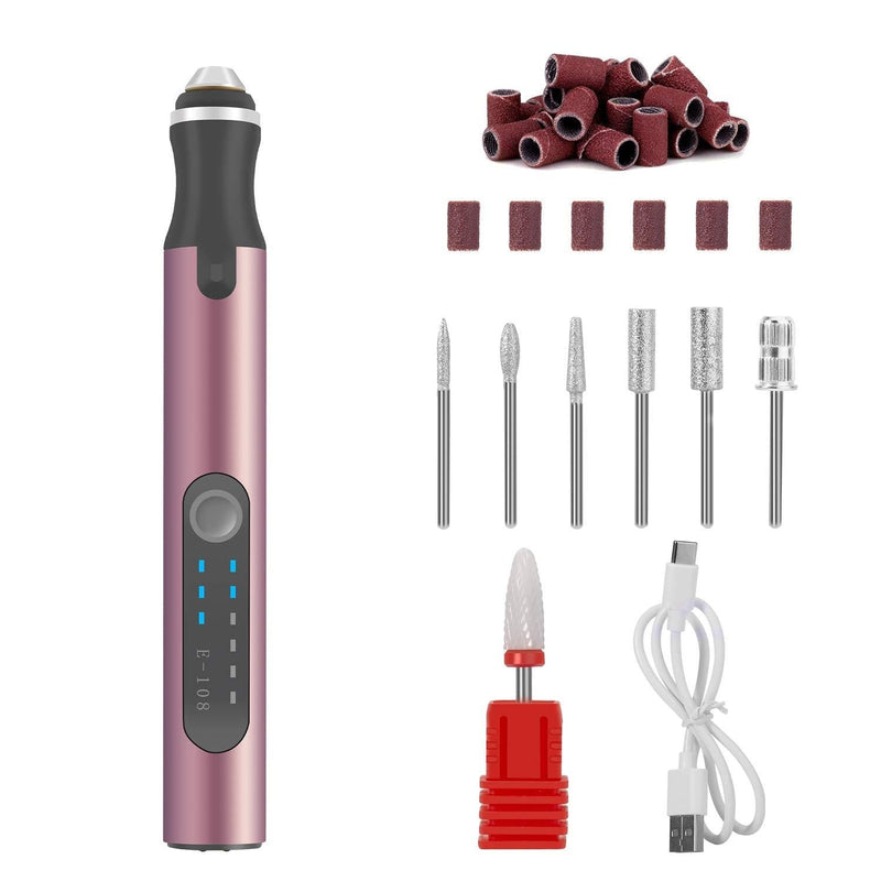 CGBE Electric Nail Drill Kit,Rechargeable Cordless Professional Nail File Machine,Portable Pedicure Polishing Shape Tools with Ceramic Nail Drill Bits Set for Acrylic Nails,Gel Nails and Home Salon Rose - BeesActive Australia