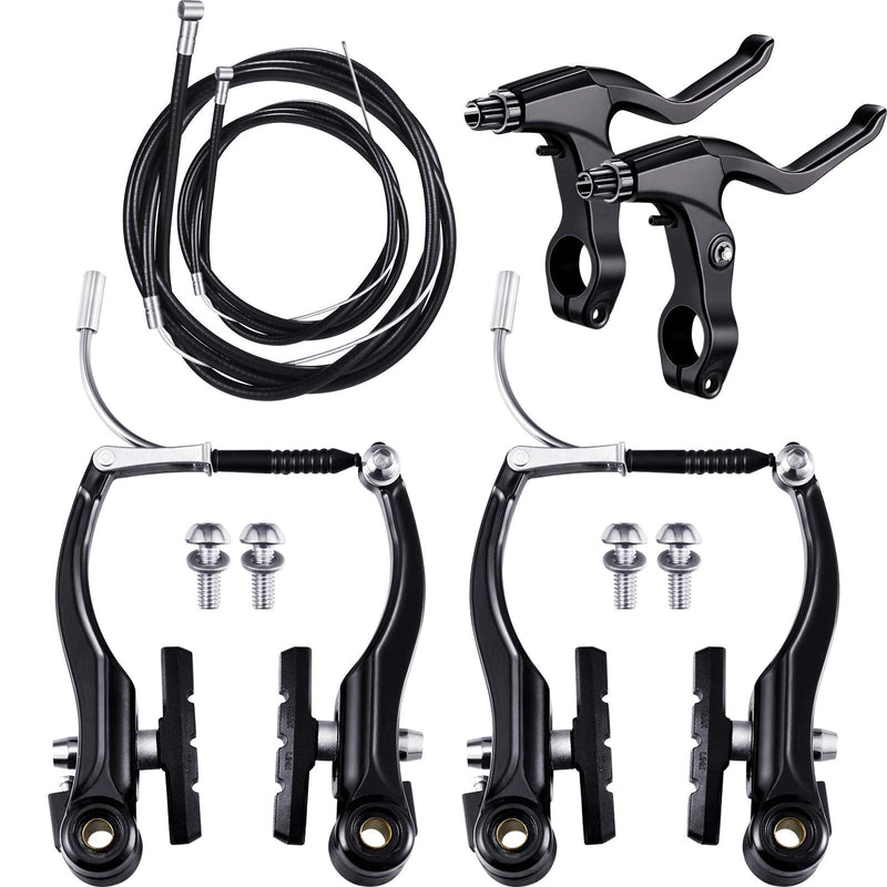 Complete Bike Brake Set, Black Front and Rear Bike MTB Hybrid Brake Inner and Outer Cables and Lever Kit Includes Callipers Levers Cables Black - BeesActive Australia