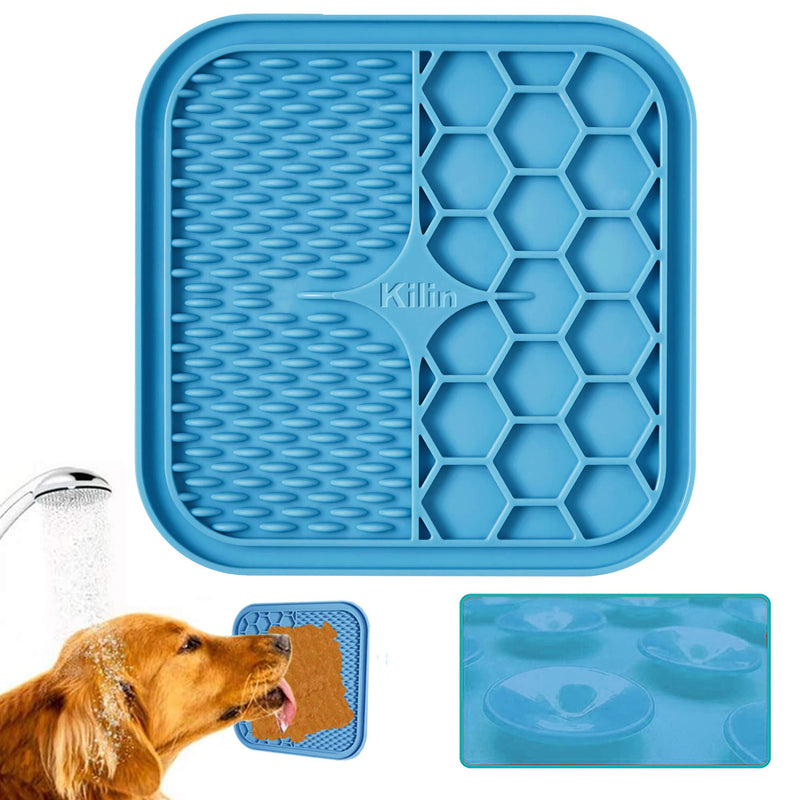 KILIN Dog Lick Pad,Boredom & Anxiety Reducer,Snuffle Mat for Dogs,Dog Puzzle Toys,Dog Food Mat with Suction Cups,Alternative to Slow Feeder Dog Bowls,Calming Mat for Bathing,Grooming,and Nail Trimming Small Blue - BeesActive Australia