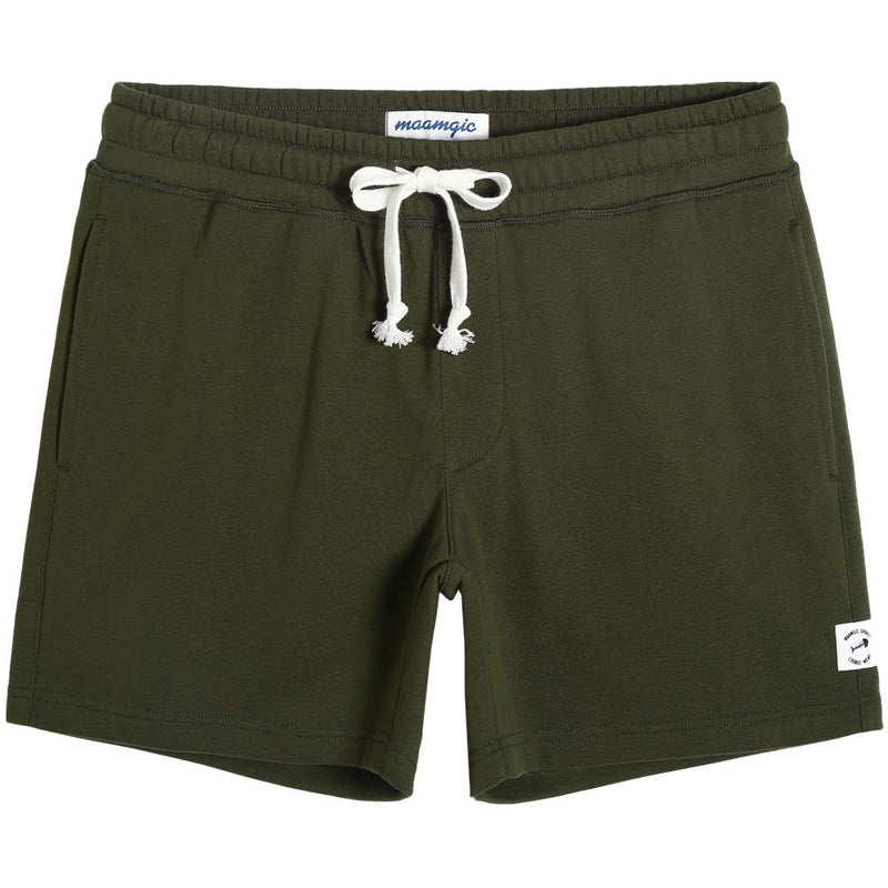 maamgic Mens Athletic Gym Shorts 5.5" Elastic Waist Casual Pajama Pocket Jogger Men Workout Short Pants X-Small Army Green - BeesActive Australia
