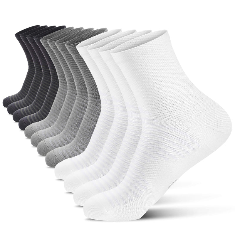 Compression Running Ankle Socks for Men and Women (6 Pairs), Quarter Athletic Socks for Running, Cycling, Golf, Work Black/White/Gray (2 Pairs Per Each Color) Large-X-Large - BeesActive Australia