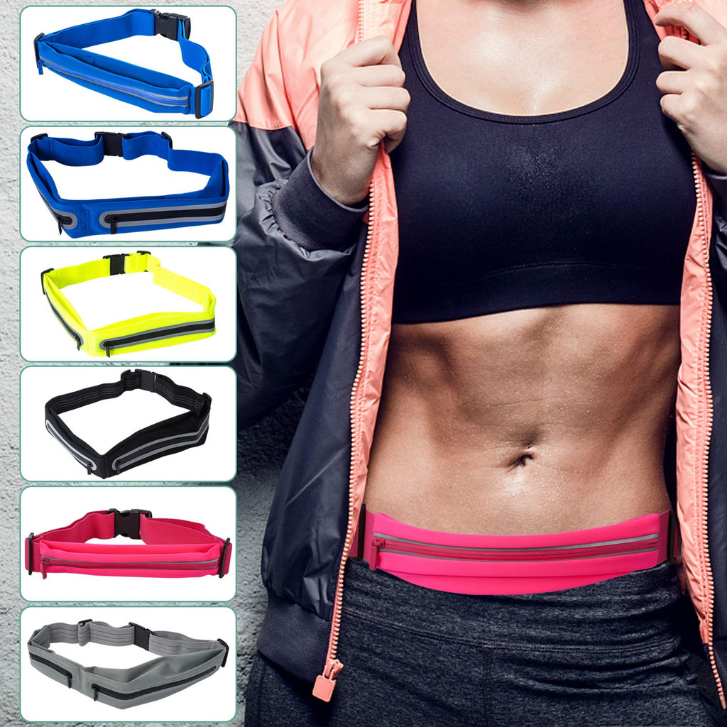 coolpedy Running Waist Pack Waist Belt Bag Phone Holder Pack for Men and Women, Sports Fitnes Phone Holder Workout Belt Waist Bag with Pockets Compatible with Up to 6.5 Inches Mobile Phone Dural Pockets: Grey - BeesActive Australia