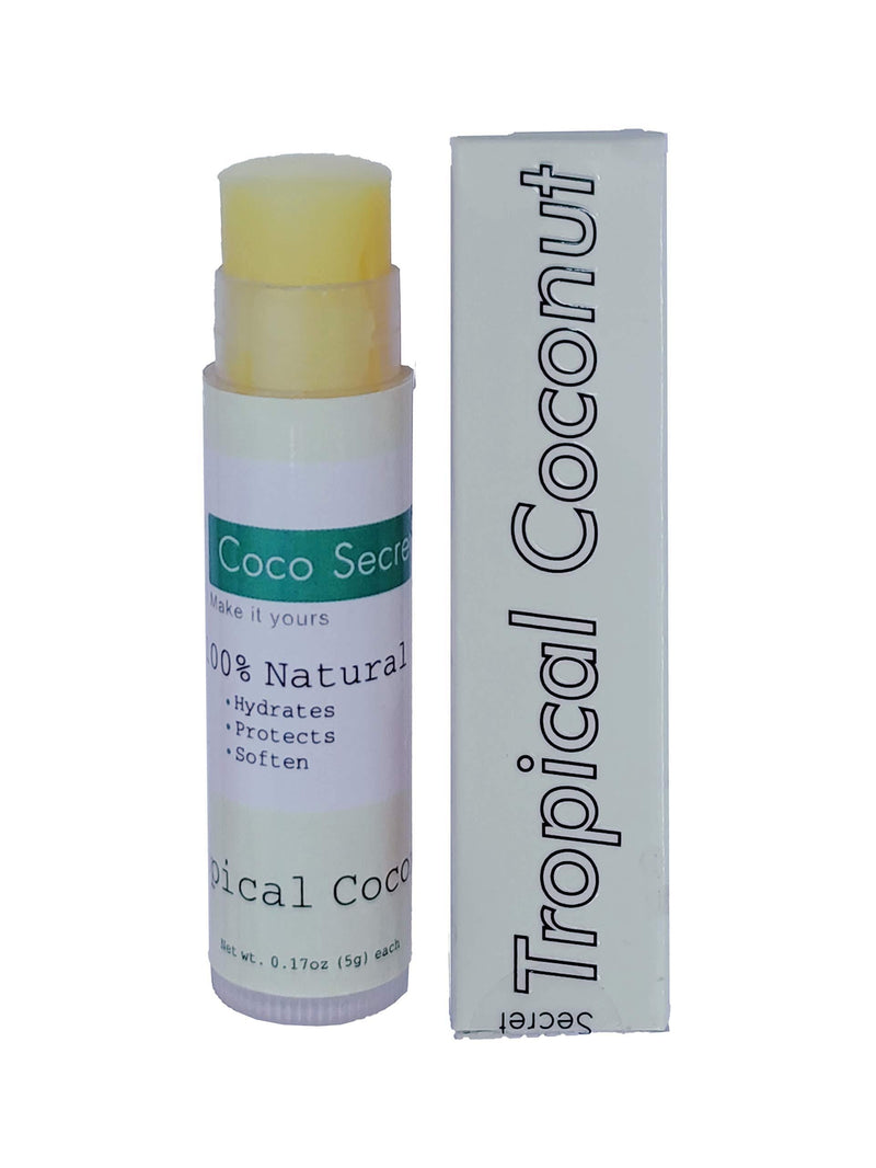 Coco Secret - Handcrafted Organic Coconut Lip Balm - Organic Beeswax with SPF 15 - Extra Virgin Coconut Oil Moisturizing Lip Balm - Lip Care for Dry and Chapped Lips - Lip Balm for Adults and Kids Tropical Coconut - BeesActive Australia