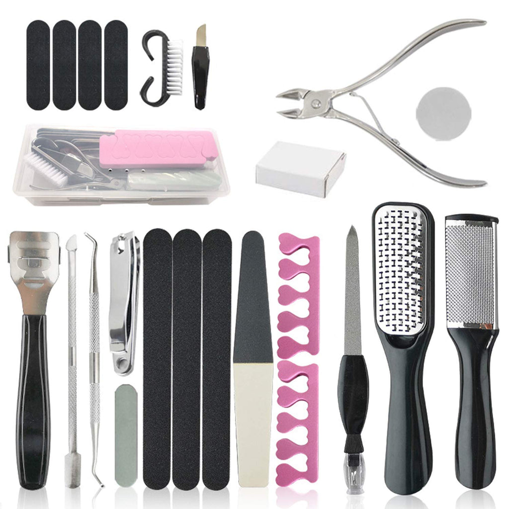 23 Pieces Pedicure Set Professional Tools, Foot Care Kit Foot Rasp Foot Dead Skin Remover Pedicure Kit, Stainless Steel Professional Manicure Tools for Men Women Gift - BeesActive Australia