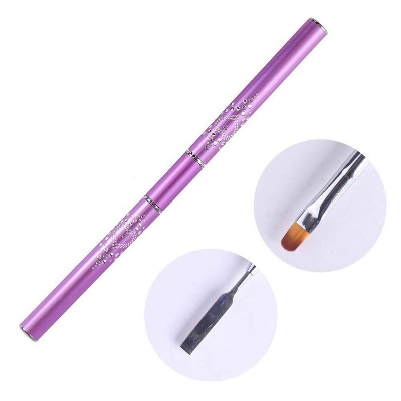 Dual-Ended Polygel Brush & Picker, 2 in 1 Designs Polygel Brushes Stainless Steel Gel Nail Tool for for Polygel Brushes Kit Acrylic UV Nails Extension (Purple) Purple - BeesActive Australia