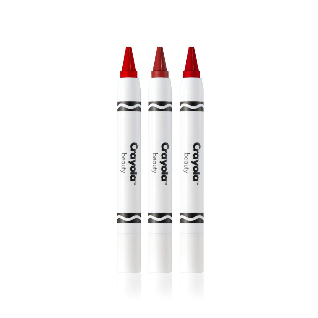 Crayola Beauty - Lip & Cheek Crayon Trio - 2 in 1, Use as Lipstick or Blush - Highly Pigmented Color, Ultra Creamy, No Mess - Talc Free & Vegan Friendly - Perfect Reds - 3 Shades - 0.07 oz - BeesActive Australia