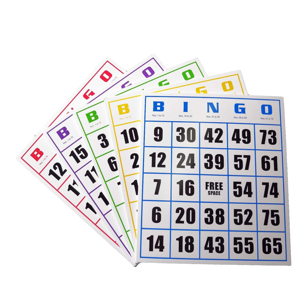 Yuanhe Easy Read Jumbo Bingo Paper Game Cards 50 Bingo Cards in 5 Colors - BeesActive Australia