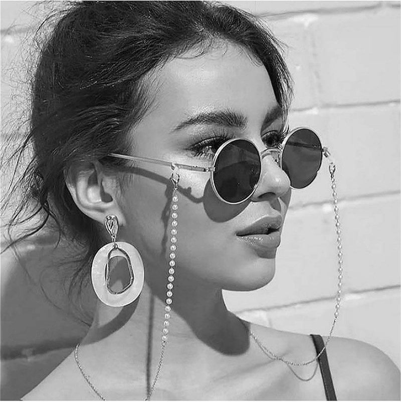 Sither Pearl Sunglasses Chian Reading Glasses Chain Strap Necklace for Women Silver - BeesActive Australia