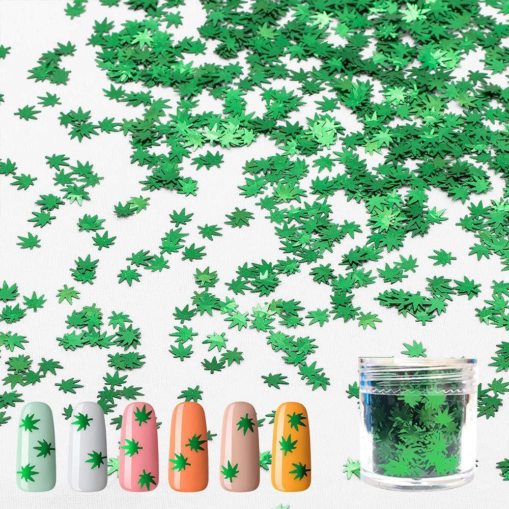 Weed Leaf Glitter Marijuana Sparkly Cosmetic Sequins Flakes Nail Art DIY Decoration Crafting Acrylic Design Manicure for Women (10 Grams) 10 Grams - BeesActive Australia