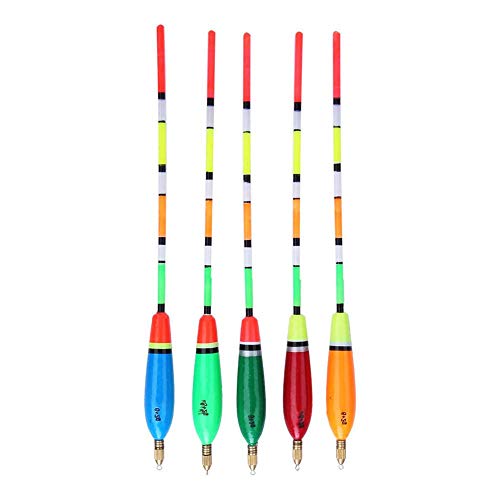 VGEBY Fishing Floats, 5PCS Balsa Wood Fishing Float Bobber Bite Indicator Angling Equipment with Bold Float Tail Multiple Color 6+2g - BeesActive Australia