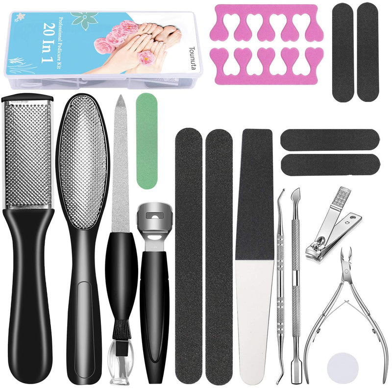 Pedicure Kit Tool 20 in 1, Professional Foot File Foot Care Kit Foot Scrubber Nail Tools Supplies Set, Toe Nail Clippers Foot File Scraper Rasp Care Kits, Dry Cracked Feet Men Women Salon Home - BeesActive Australia