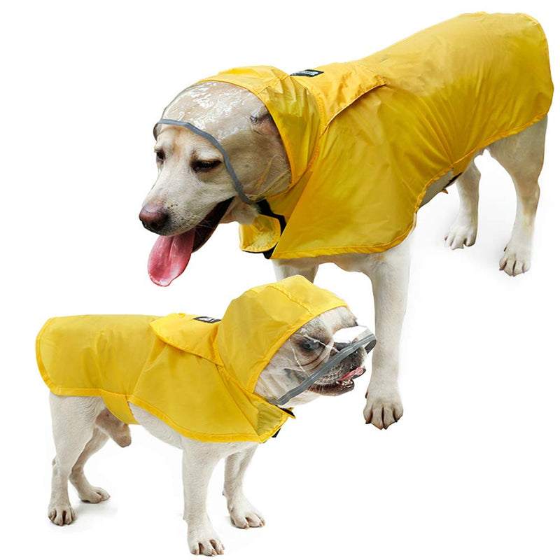 Pet Raincoat Packable Hooded Dog Rain Jacket Reflective Strips Lightweight Adjustable Poncho for Small Medium Large Dogs XXL (Back:24 Inches) Yellow - BeesActive Australia