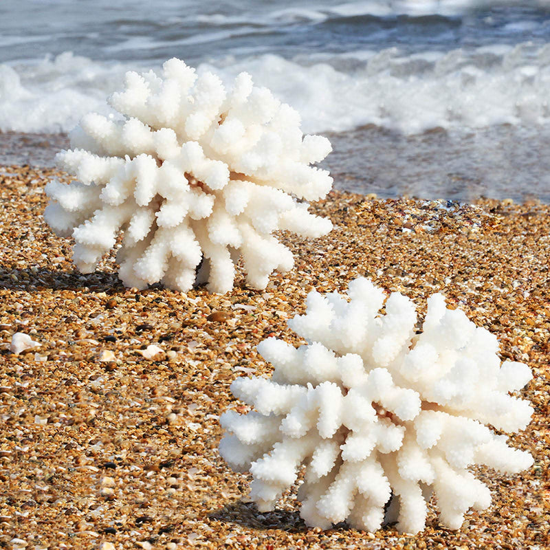 Pack of 2 Artificial Coral Ornament, Aquarium Resin Coral Decor Underwater Sea Plants Fish Tank Decoration Aquarium Plants White - BeesActive Australia