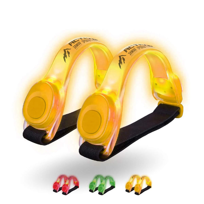 3AMGO Reflective Outdoor Running Light - High Visibility Outdoor Exercise Safety Light Running Jogging Walking Cycling Hiking Camping Gear & Equipment Weather Resistant Easy to Use (Twin Pack) Cyber Yellow - BeesActive Australia