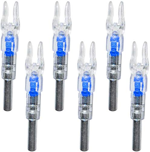 6PCS-New Lighted Nocks for Arrows with .244"/6.2mm Inside Diameter Led Nocks with Switch Button for Archery Hunting Blue - BeesActive Australia