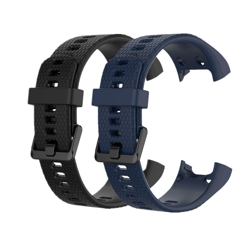 HUABAO Watch Strap Compatible with Garmin vivosmart HR,Adjustable Silicone Sports Strap Replacement Band for Garmin vivosmart HR Smart Watch Black+Darkblue - BeesActive Australia