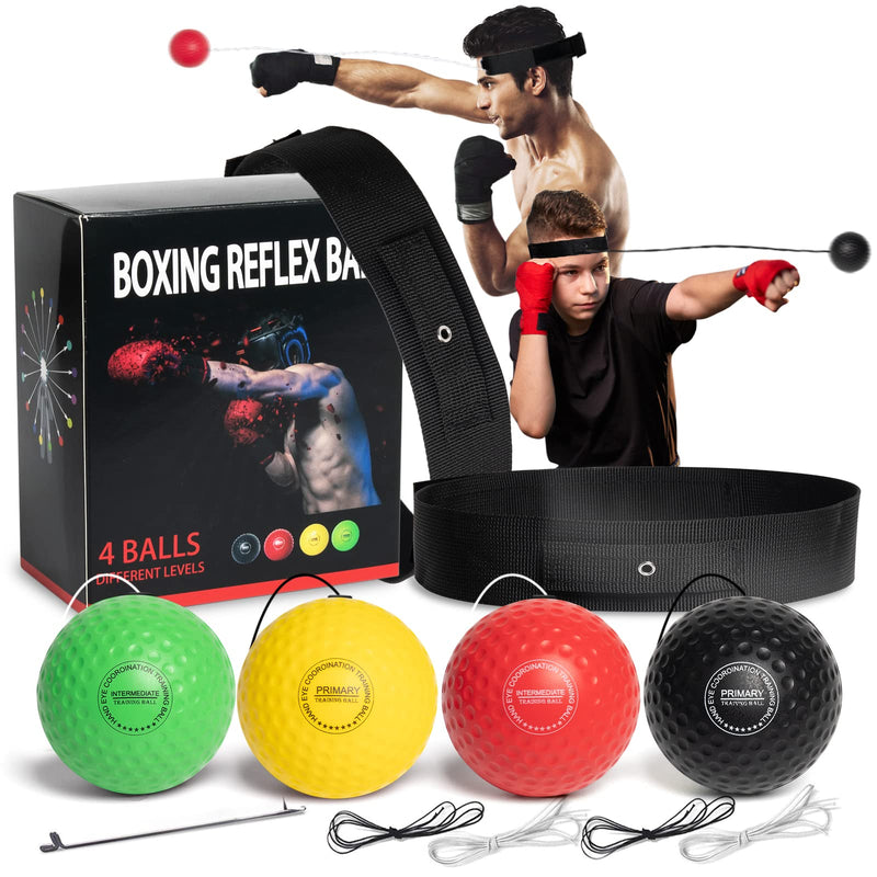 OLIKER Boxing Reflex Ball Family Pack Plus with Adjustable Headband,4 Boxing Ball Suitable Reaction,Agility,Punching Speed,Fight Skill and Hand Eye Coordination Training for Adults and Kids - BeesActive Australia