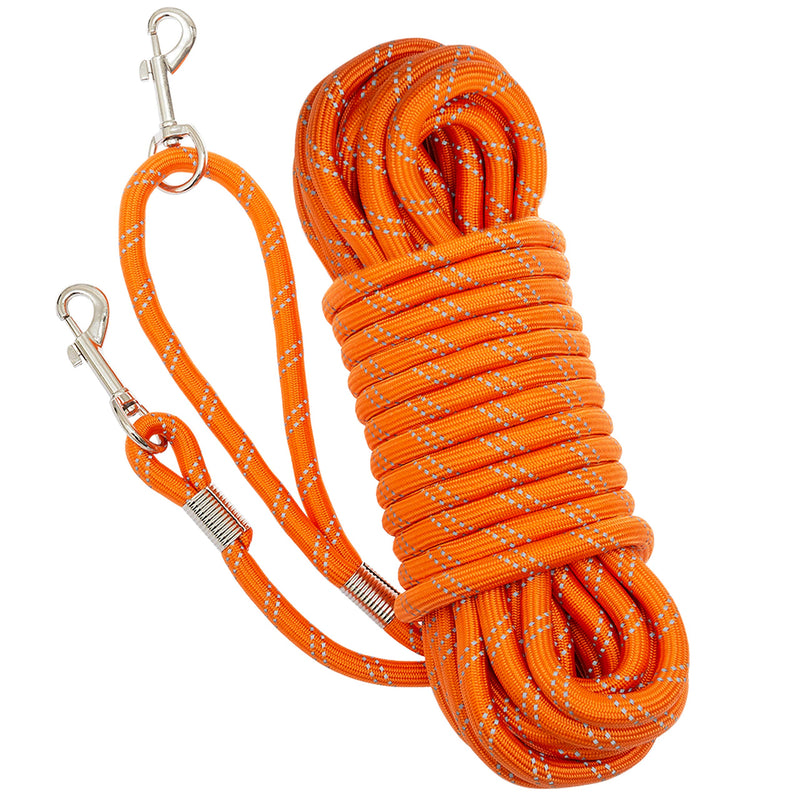 Segzwlor Long Dog Leash - 30ft, 50ft Reflective Training Heavy Duty Rope Dog Leash - Nylon Dog Lead Check Cord for Walking, Hunting, Camping, Running, etc. Easy Control for Small, Medium, Large Dogs 50 FT Orange - BeesActive Australia