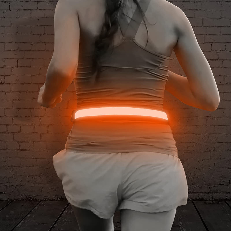 Illumifun Elastic LED Running Belt - USB Rechargeable - Glowing LED Waistband, High Visibility Waist Light, Light Up Safety Gear for Running, Cycling, Camping, Walking, etc Orange - BeesActive Australia