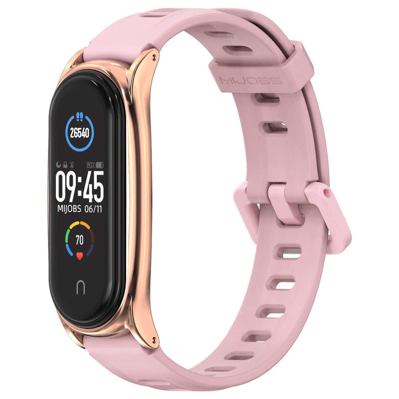 MIJOBS Strap for Mi Band 6 Mi Band 5, Replacement Wristband for Xiaomi Mi Band 4 Mi Band 3 Silicone Sport Wrist Strap for Xiaomi Mi Band 5/6 Pink+Rose Gold - BeesActive Australia