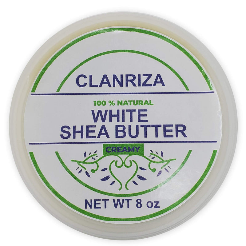 Clanriza African Shea Butter Premium Quality Natural Creamy White - Use This Butter for Acne-Prone - High Unremovable Fatty Acid in Affordable Price - Size (8 Oz Jar) - BeesActive Australia